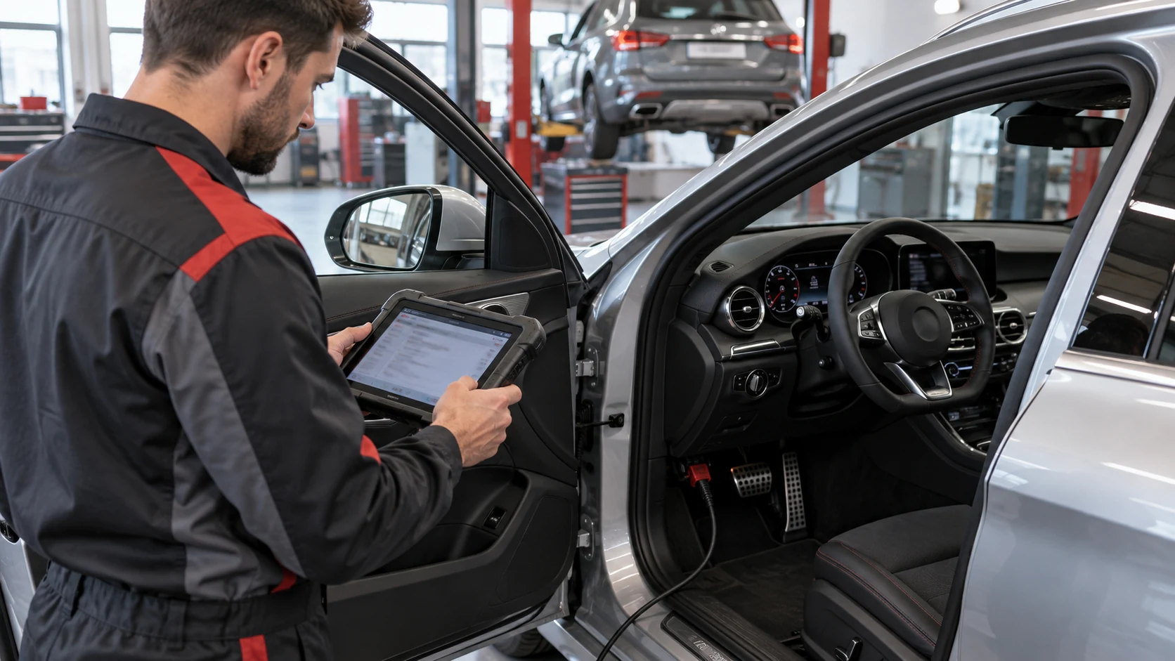 OBD teşhis tabletiyle araç elektronik sistemlerinin değerlendirilmesi — temsili görsel — Elektronik ekspertiz